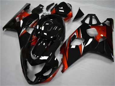 Carénages Moto Suzuki GSXR 600/750 2004-2005 - Noir Brillant Rouge Bande