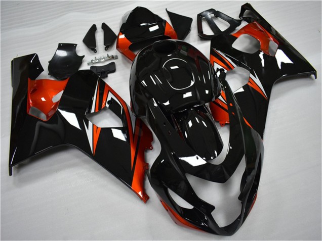 Carénages Moto Suzuki GSXR 600/750 2004-2005 - Noir Brillant Rouge Bande