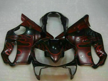 Carénages Moto Honda CBR600 F4i 2004-2007 - Noir Brillant Rouge Flamme
