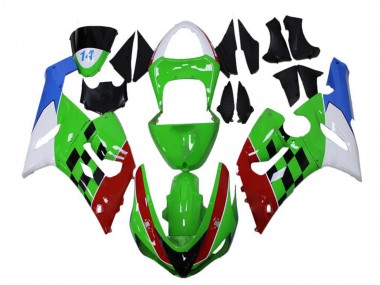 Carénages Moto Kawasaki ZX6R 2005-2006 - Blanc Vert Bleu Rouge Noir