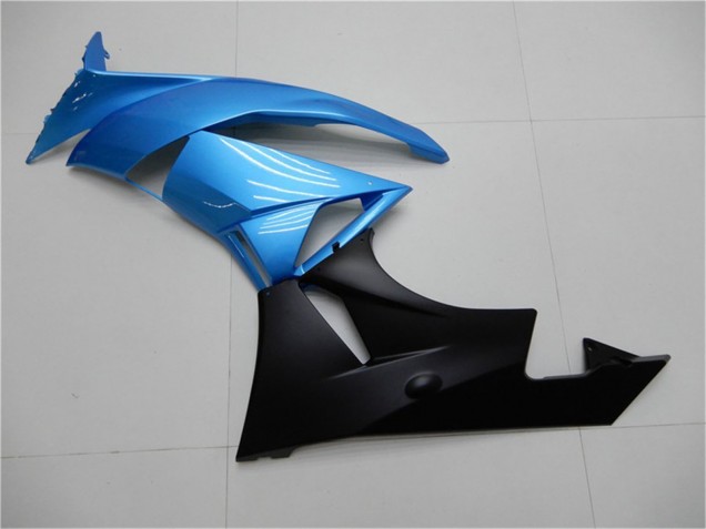 Carénages Moto Kawasaki ZX6R 2009-2012 - Bleu Clair Noir Brillant