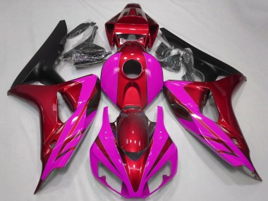 Carénages Moto Honda CBR1000RR 2006-2007 - Rouge Rose Noir Mat