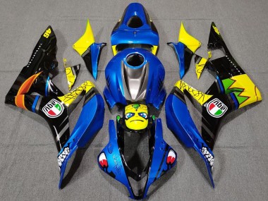 Carénages Moto Honda CBR600RR 2007-2008 - Bleu Jaune Noir Brillant Requin