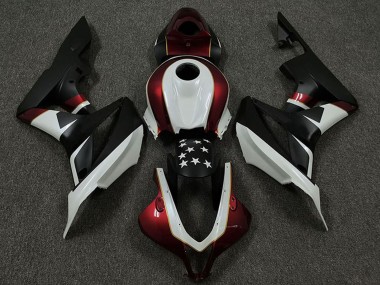 Carénages Moto Honda CBR600RR 2009-2012 - Blanc Rouge Noir Mat Étoile