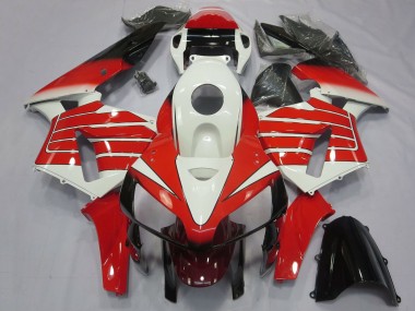Carénages Moto Honda CBR600RR 2005-2006 - Blanc Rouge Noir Large Bande