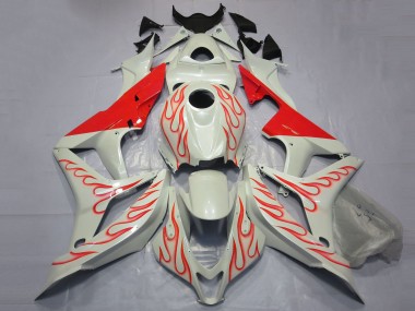 Carénages Moto Honda CBR600RR 2007-2008 - Blanc Rouge Flamme