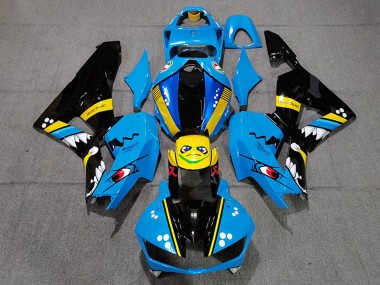 Carénages Moto Honda CBR600RR 2013-2026 - Bleu Jaune Noir Brillant Requin