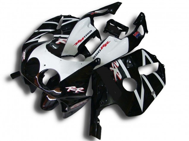 Carénages Moto Honda CBR250RR 1990-1998 - Noir Brillant Blanc RR