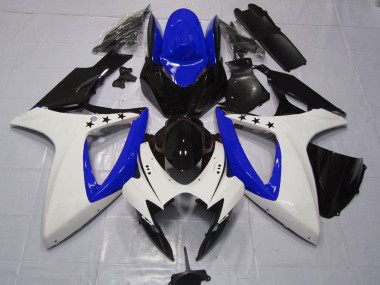 Carénages Moto Suzuki GSXR 600 / GSXR 750 2006-2007 - Blanc Bleu Noir Brillant Étoile