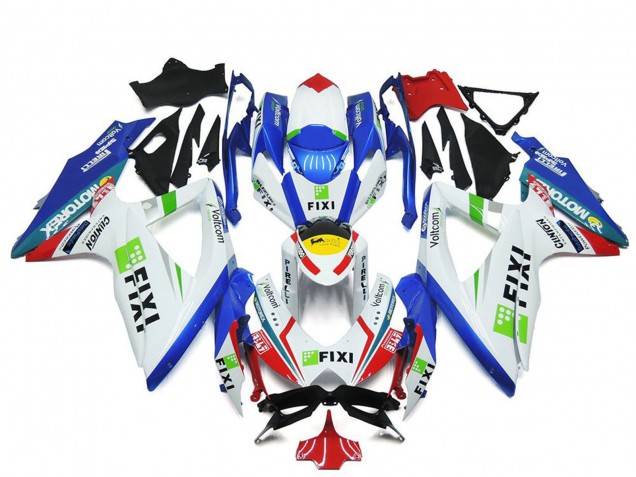 Carénages Moto Suzuki GSXR 600 / GSXR 750 2008-2010 - Blanc Bleu Vert Jaune Rouge Fixi