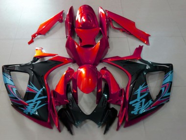 Carénages Moto Suzuki GSXR 600 / GSXR 750 2006-2007 - Rouge Noir Bleu Clair