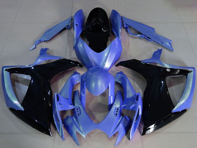 Carénages Moto Suzuki GSXR 600 / GSXR 750 2006-2007 - Bleu Clair Noir Brillant