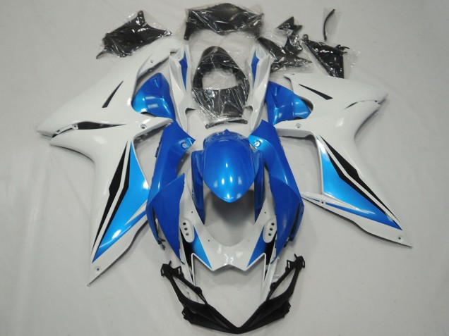 Carénages Moto Suzuki GSXR 600 / GSXR 750 2011-2024 - Blanc Bleu Clair Noir Brillant OEM Style