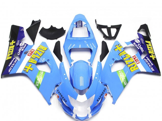 Carénages Moto Suzuki GSXR 600 / GSXR 750 2004-2005 - Bleu Clair Vert Jaune Rizla Style