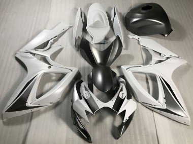 Carénages Moto Suzuki GSXR 600 / GSXR 750 2006-2007 - Blanc Gris Noir Mat