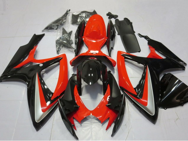 Carénages Moto Suzuki GSXR 600 / GSXR 750 2006-2007 - Rouge Argent Noir Brillant