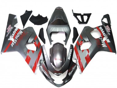Carénages Moto Suzuki GSXR 600 / GSXR 750 2004-2005 - Argent Rouge MoviStar