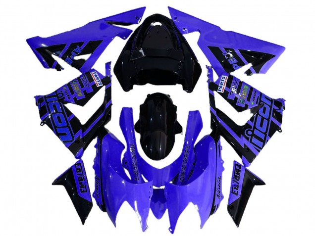 Carénages Moto Kawasaki ZX10R 2004-2005 - Bleu Noir Logo
