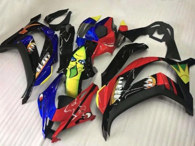 Carénages Moto Kawasaki ZX10R 2016-2020 - Rouge Bleu Jaune Noir Requin