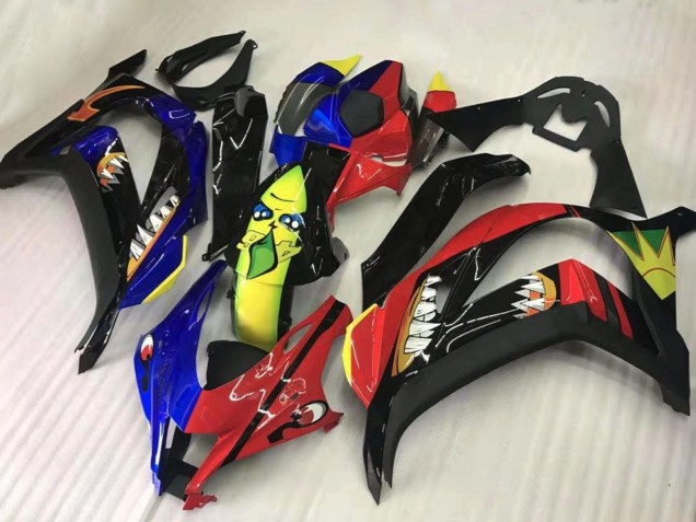 Carénages Moto Kawasaki ZX10R 2016-2020 - Rouge Bleu Jaune Noir Requin