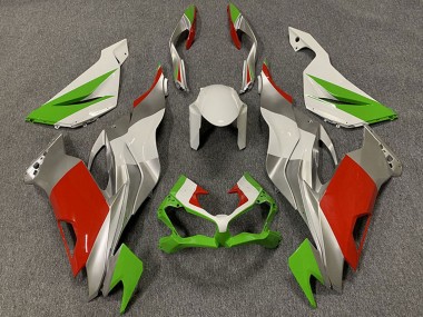 Carénages Moto Kawasaki ZX6R 2019-2022 - Blanc Argent Vert Rouge
