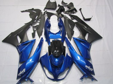 Carénages Moto Kawasaki ZX6R 2009-2012 - Bleu Noir Brillant Noir Mat Blanc Ninja
