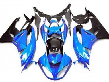 Carénage Moto Kawasaki ZX6R 2009-2012 - Bleu Noir Brillant Noir Mat