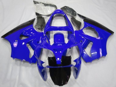 Carénages Moto Kawasaki ZX6R 2000-2002 - Bleu Noir Brillant