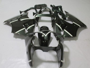 Carénages Moto Kawasaki ZX6R 2000-2002 - Noir Brillant Blanc