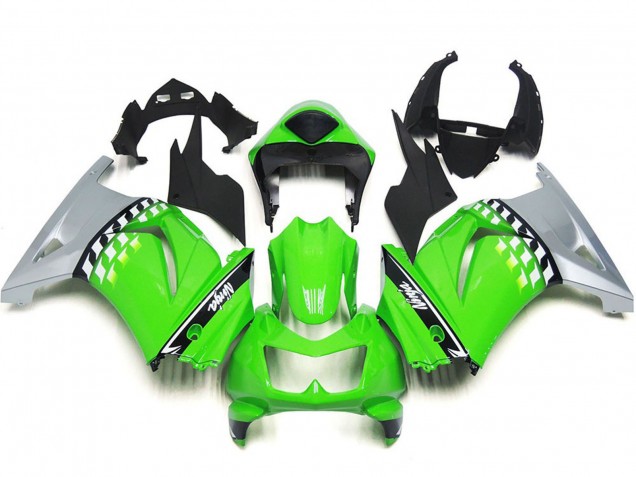 Carénages Moto Kawasaki Ninja 250 2008-2012 - Vert Argent Noir