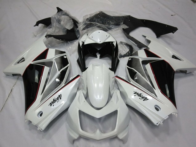 Carénages Moto Kawasaki Ninja 250 2008-2012 - Blanc Noir Brillant