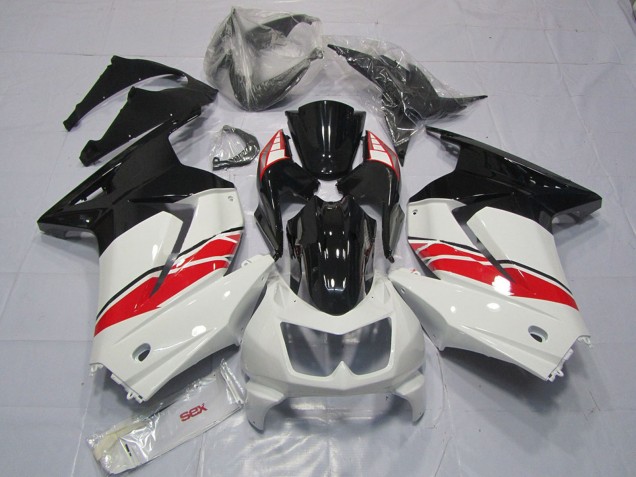 Carénages Moto Kawasaki Ninja 250 2008-2012 - Blanc Rouge Noir Brillant Yama Style