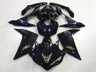 Carénages Moto Yamaha R1 2007-2008 - Noir Brillant Bleu Foncé Or Décalque