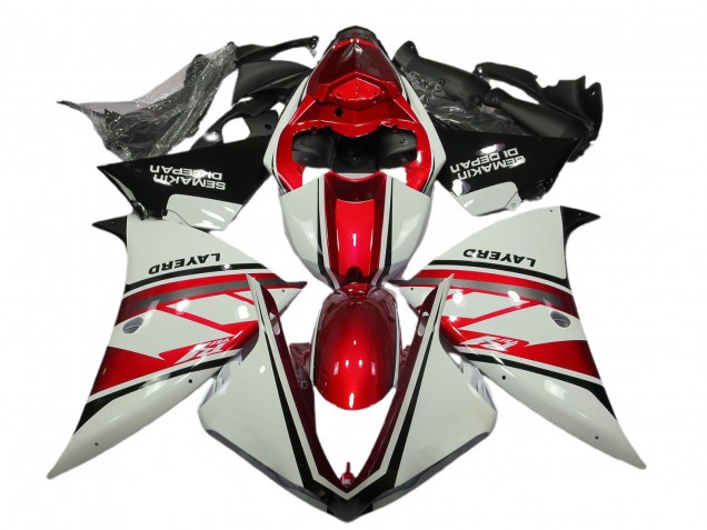 Carénages Moto Yamaha R1 2012-2014 - Blanc Rouge Noir Layerd Semakin Didepan