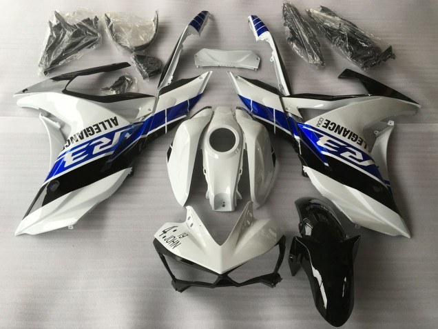 Carénages Moto Yamaha R3 2015-2018 - Blanc Bleu Noir