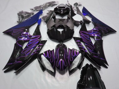 Carénages Moto Yamaha R6 2008-2016 - Bleu Noir Brillant Violet Flamme