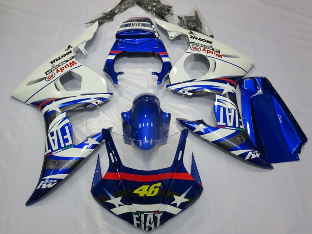 Carénages Moto Yamaha R6 2003-2004 - Blanc Bleu Fiat Michelin Motul 46