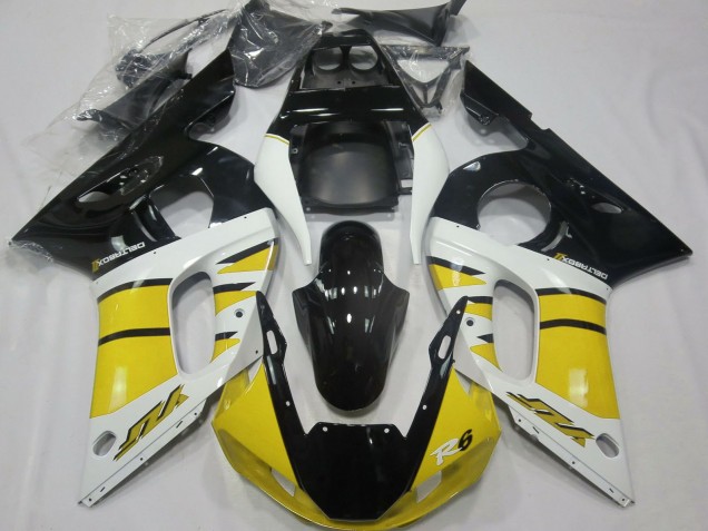 Carénages Moto Yamaha R6 1998-2002 - Jaune Blanc Noir Brillant