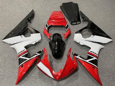 Carénages Moto Yamaha R6 2003-2004 - Rouge Blanc Noir Brillant