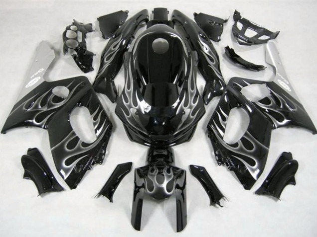 Carénages Moto Yamaha YZF600R Thundercat 1996-2007 - Noir Brillant Argent Flamme