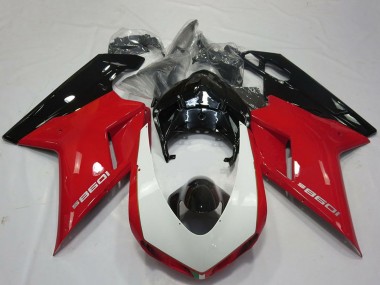 Carénages Moto Ducati 1098 2007-2014 - Rouge Blanc Noir Brillant