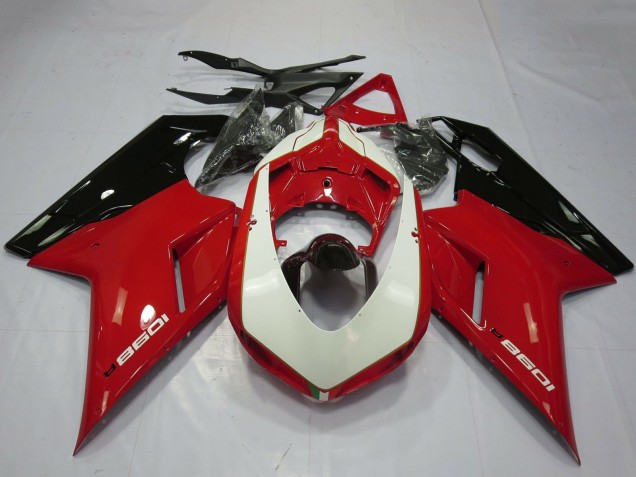 Carénages Moto Ducati 1098 2007-2014 - Rouge Brillant Blanc Noir Brillant