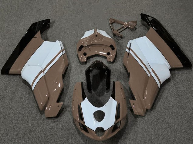 Carénages Moto Ducati 749 999 2003-2004 - Blanc Brun Noir Brillant