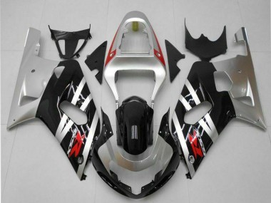 Carénages Moto Suzuki GSXR 600/750 2001-2003 - Argent Noir Brillant Rouge