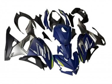 Carénages Moto Kawasaki Ninja 500 EX500R 2024-2025 - Bleu Blanc Jaune Argent Noir
