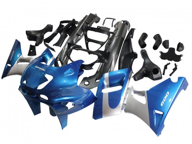Carénages Moto Kawasaki ZZR600 1998-2003 - Bleu Argent Noir