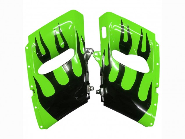 Carénages Moto Kawasaki ZZR600 1998-2003 - Vert Noir Brillant Flamme
