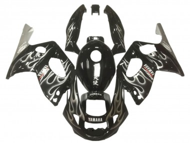 Carénages Moto Yamaha YZF600R Thundercat 1996-2007 - Noir Brillant Argent Flamme