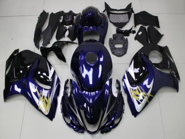 Carénages Moto Suzuki GSXR 1300 Hayabusa 2008-2020 - Bleu Foncé Blanc Or