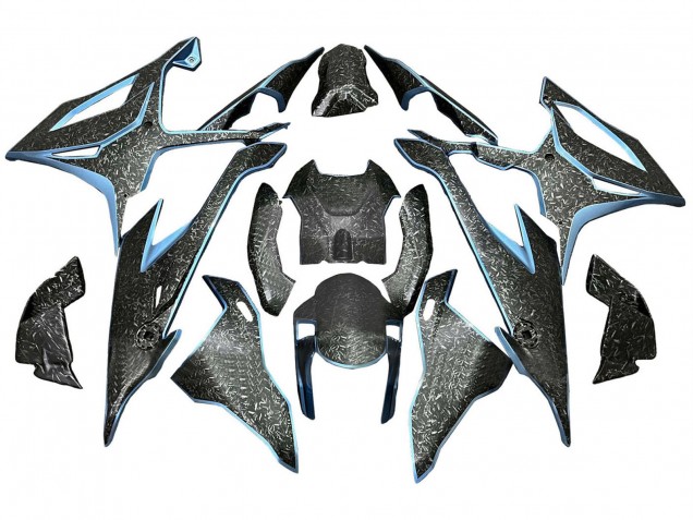 Carénages Moto BMW S1000RR 2019-2022 - Noir Bleu Clair Fibre de Carbone Forgée